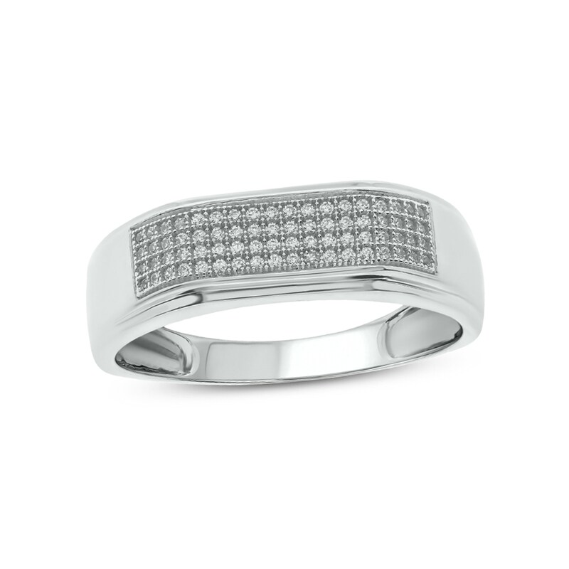 Main Image 1 of Men's 1/3 CT. T.W. Diamond Squared Wedding Band in 14K White Gold