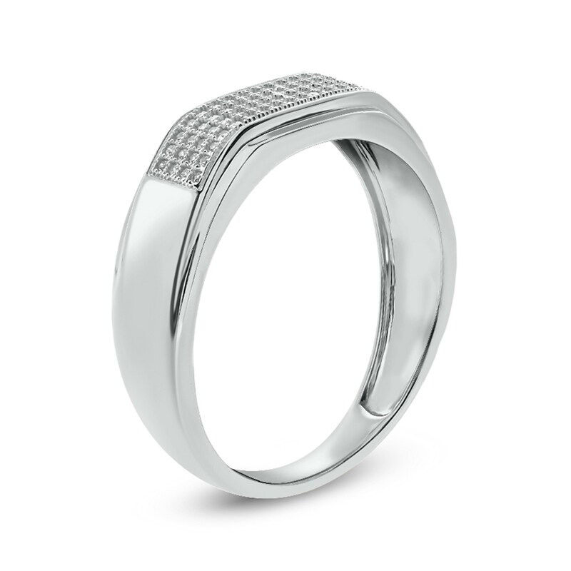Main Image 2 of Men's 1/3 CT. T.W. Diamond Squared Wedding Band in 14K White Gold
