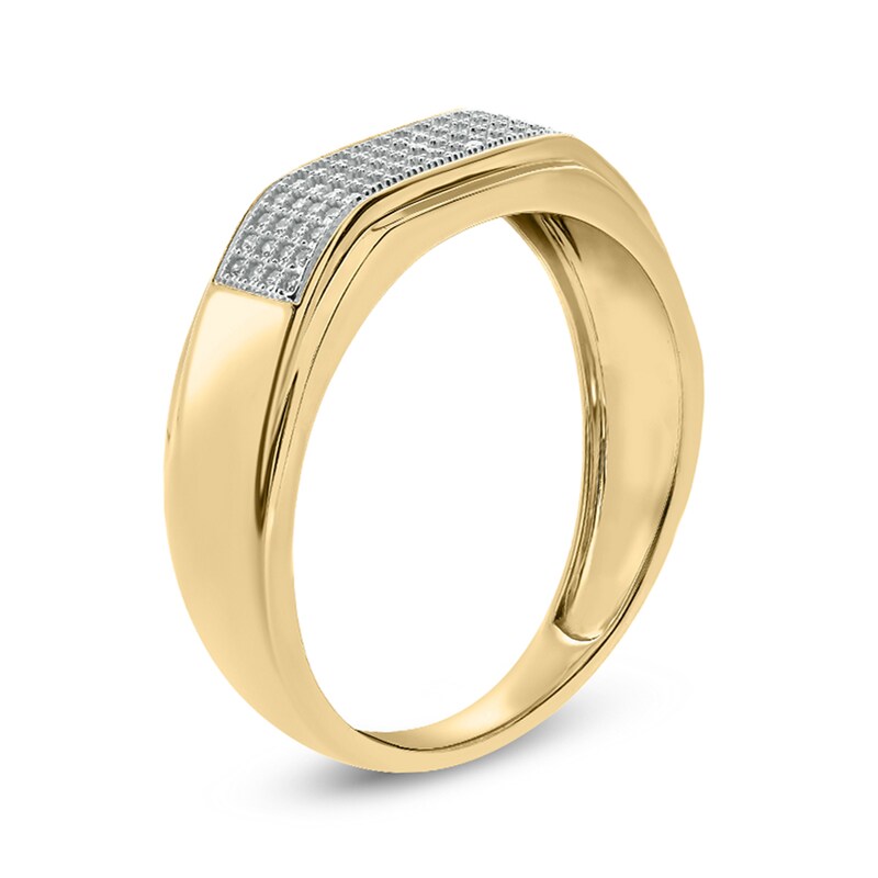 Main Image 2 of 1/3 CT. T.W. Diamond Squared Wedding Band in 14K Gold