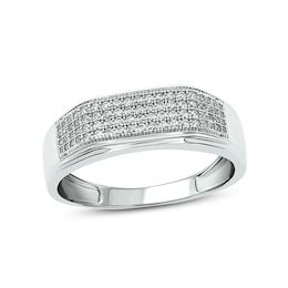 3/8 CT. T.W. Diamond Rectangular Wedding Band in 10K White Gold