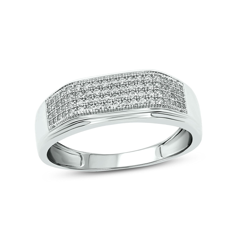 Main Image 1 of Men's 3/8 CT. T.W. Diamond Rectangular Wedding Band in 10K White Gold