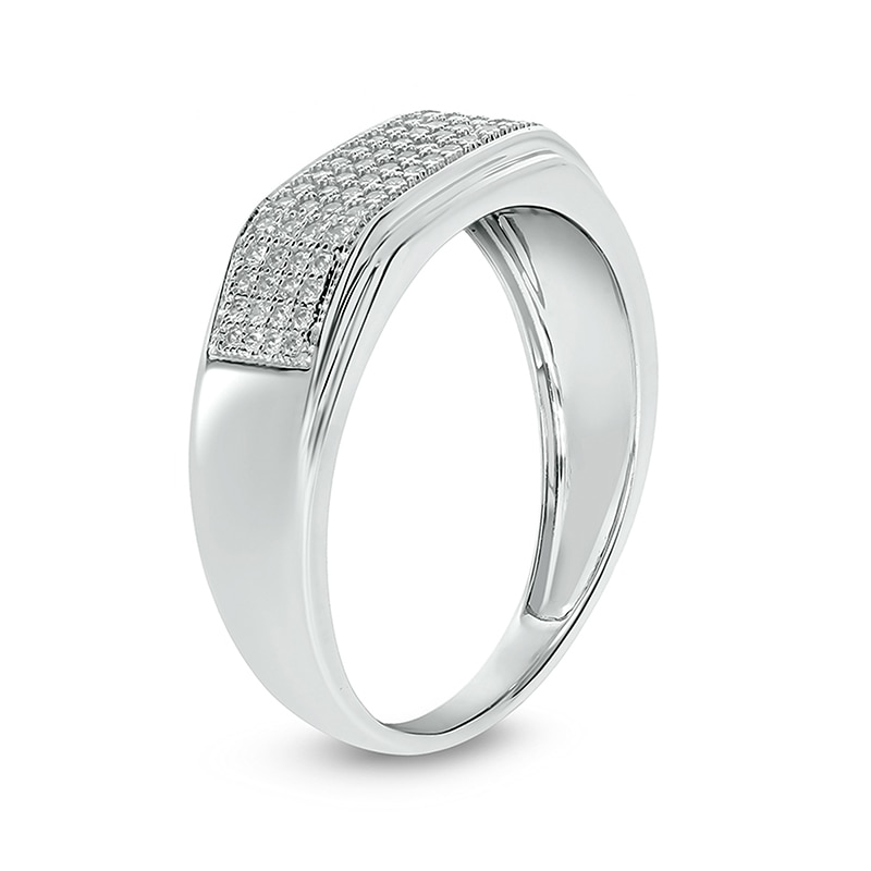 Main Image 2 of Men's 3/8 CT. T.W. Diamond Rectangular Wedding Band in 10K White Gold