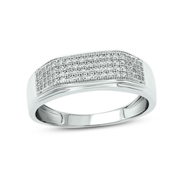 3/8 CT. T.W. Diamond Rectangular Wedding Band in 14K White Gold