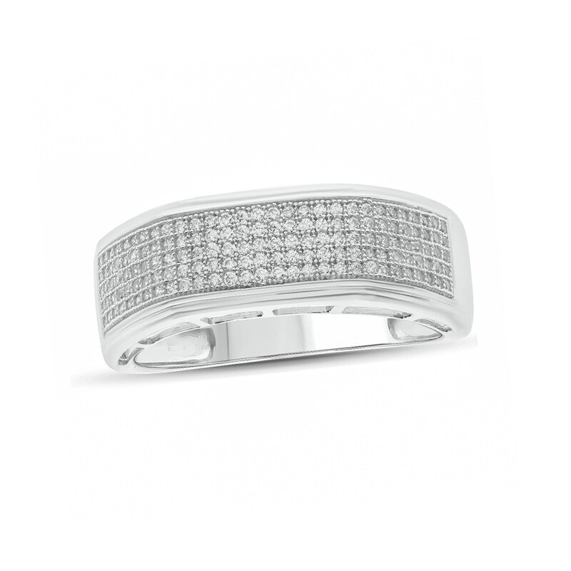 Main Image 1 of 1/2 CT. T.W. Diamond Multi-Row Wedding Band in 14K White Gold