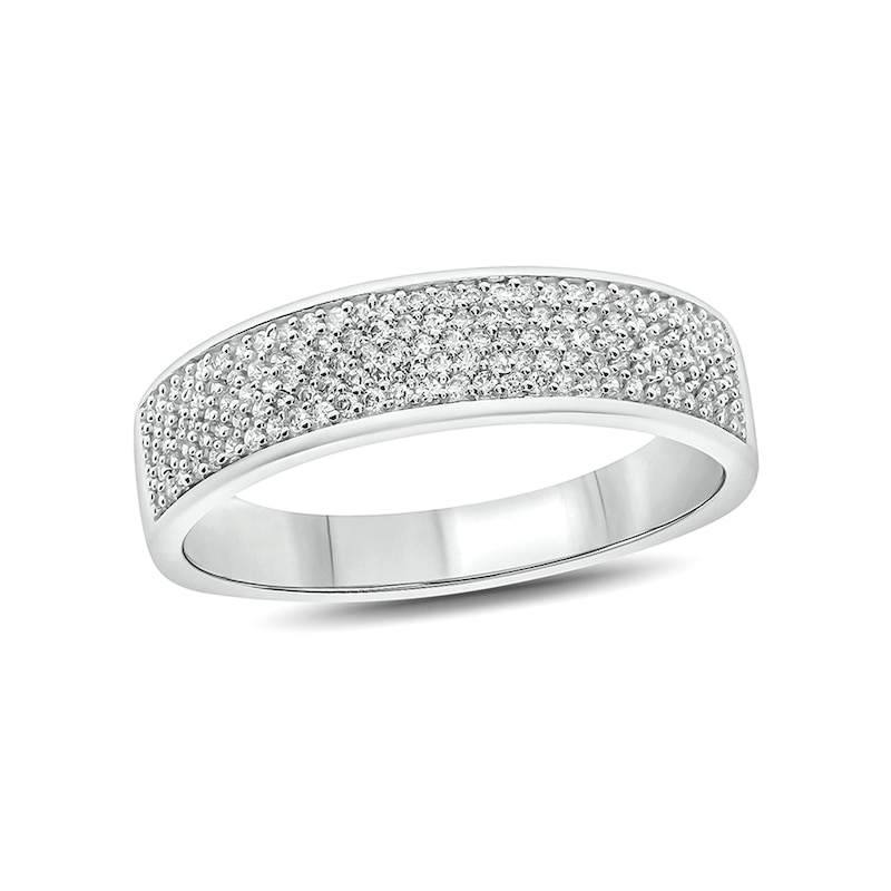 Main Image 1 of Men's 1/2 CT. T.W. Diamond Multi-Row Wedding Band in 10K White Gold