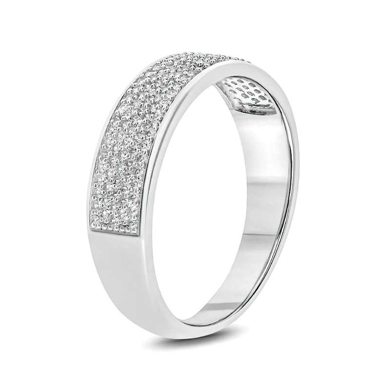 Main Image 2 of Men's 1/2 CT. T.W. Diamond Multi-Row Wedding Band in 10K White Gold