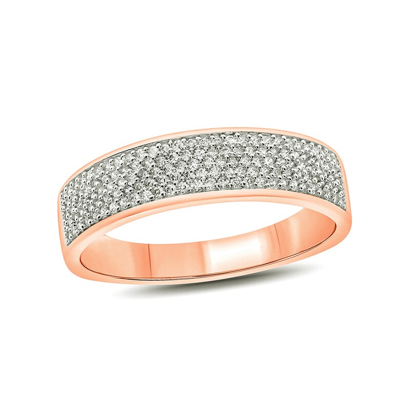 Main Image 1 of 1/2 CT. T.W. Diamond Multi-Row Wedding Band in 10K Rose Gold