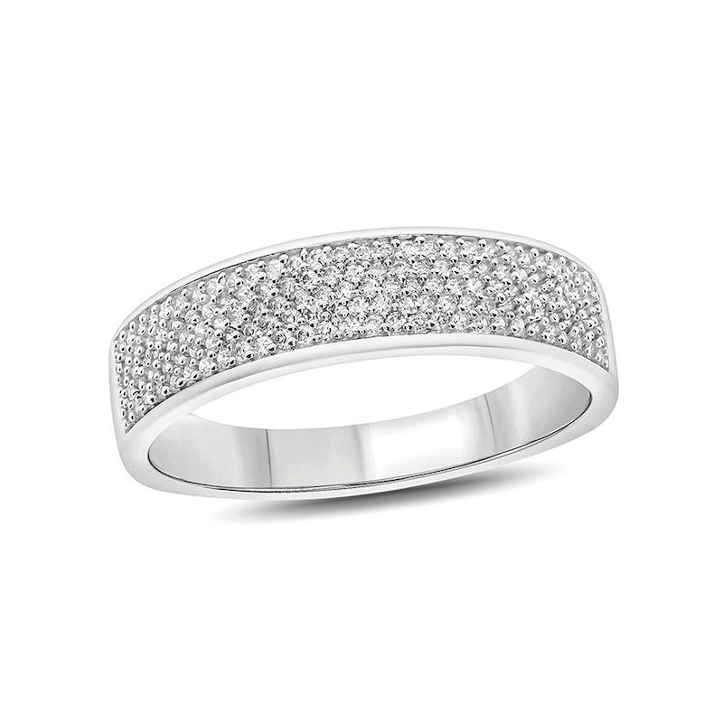 Main Image 1 of Men's 1/2 CT. T.W. Diamond Multi-Row Wedding Band in 14K White Gold