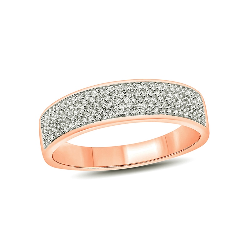 Main Image 1 of 1/2 CT. T.W. Diamond Multi-Row Wedding Band in 14K Rose Gold