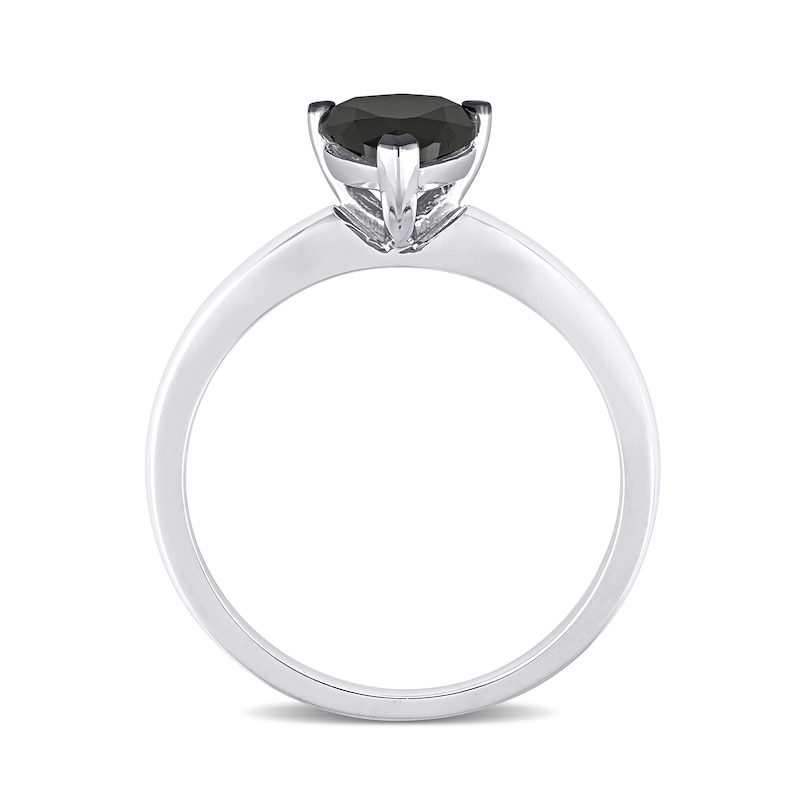 1 CT. Pear-Shaped Black Diamond Solitaire Ring in 10K White Gold