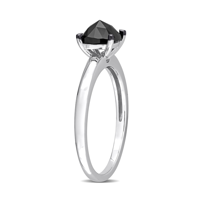 1 CT. Cushion-Cut Black Diamond Solitaire Ring in 10K White Gold