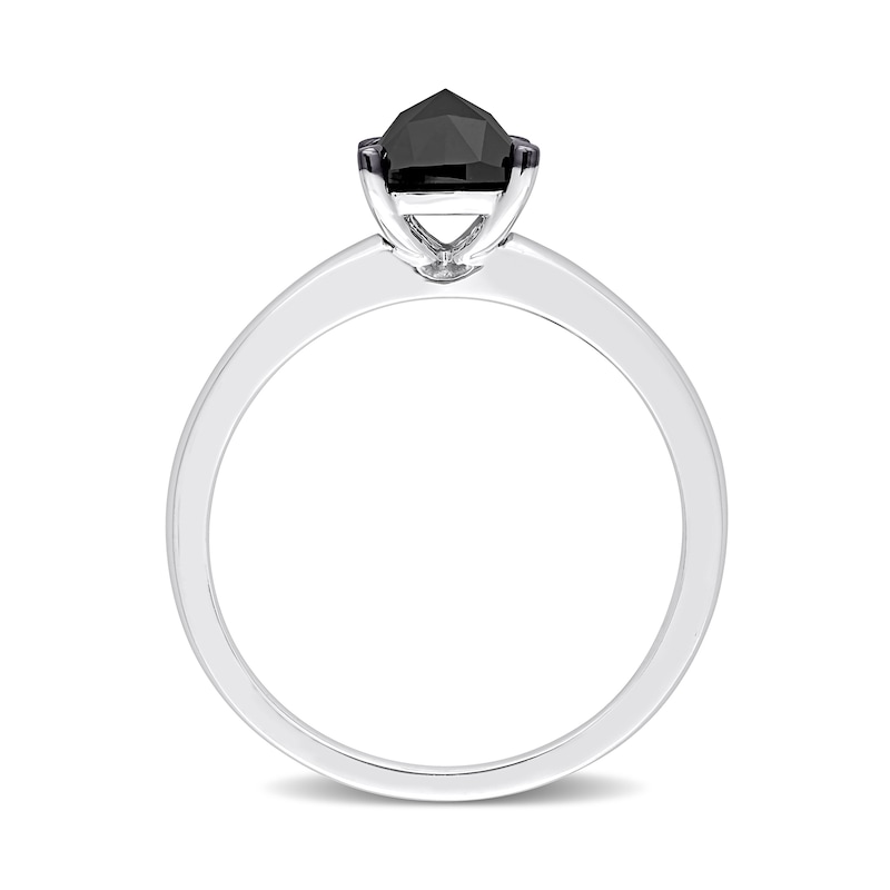 1 CT. Cushion-Cut Black Diamond Solitaire Ring in 10K White Gold
