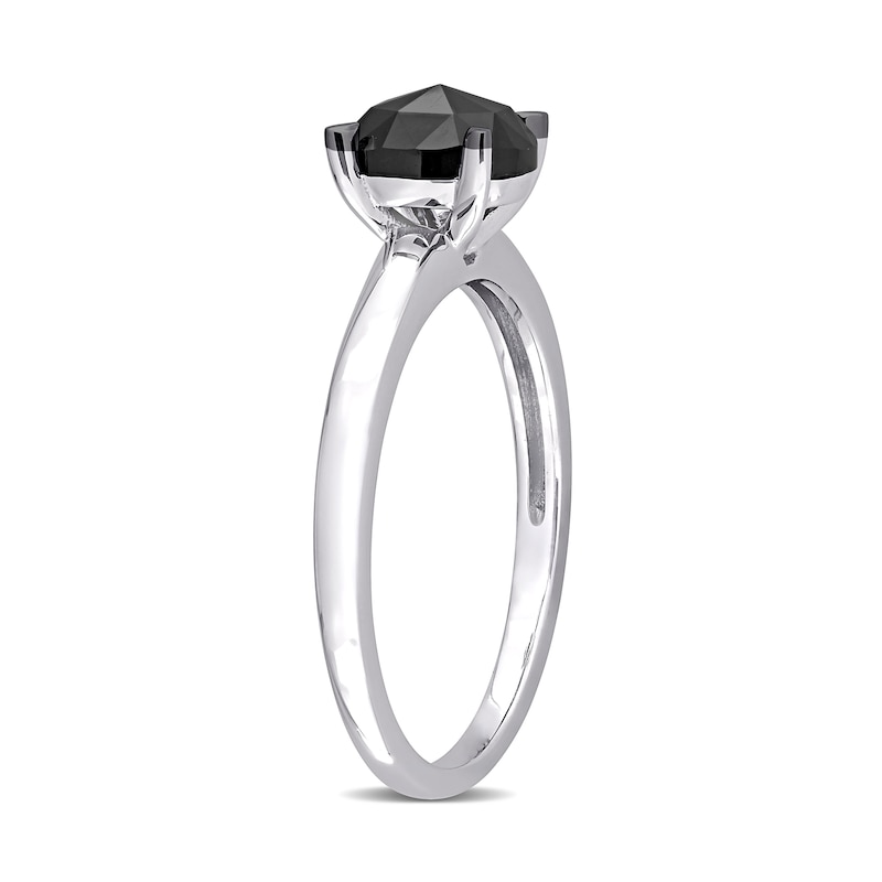 1 CT. Oval Black Diamond Solitaire Ring in 10K White Gold