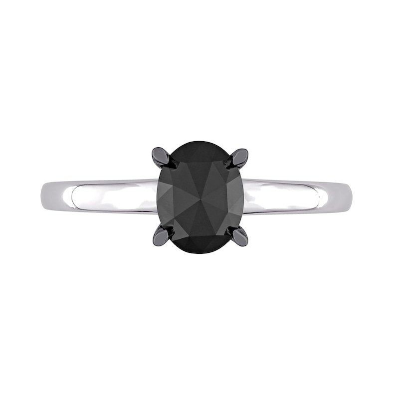 1 CT. Oval Black Diamond Solitaire Ring in 10K White Gold