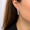 Thumbnail Image 2 of White Lab-Created Sapphire Graduated Linear Drop Earrings in Sterling Silver