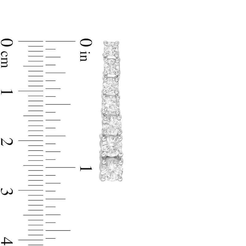 Main Image 3 of White Lab-Created Sapphire Graduated Linear Drop Earrings in Sterling Silver