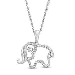 Diamond Accent Elephant Pendant in Sterling Silver