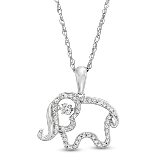 Diamond Accent Elephant Pendant in Sterling Silver