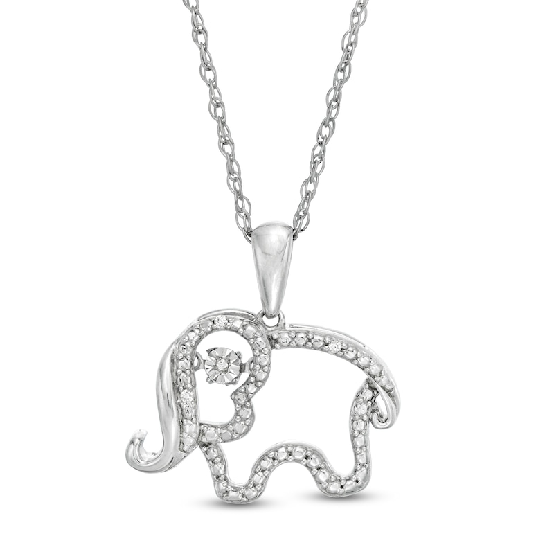 Main Image 1 of Diamond Accent Elephant Pendant in Sterling Silver