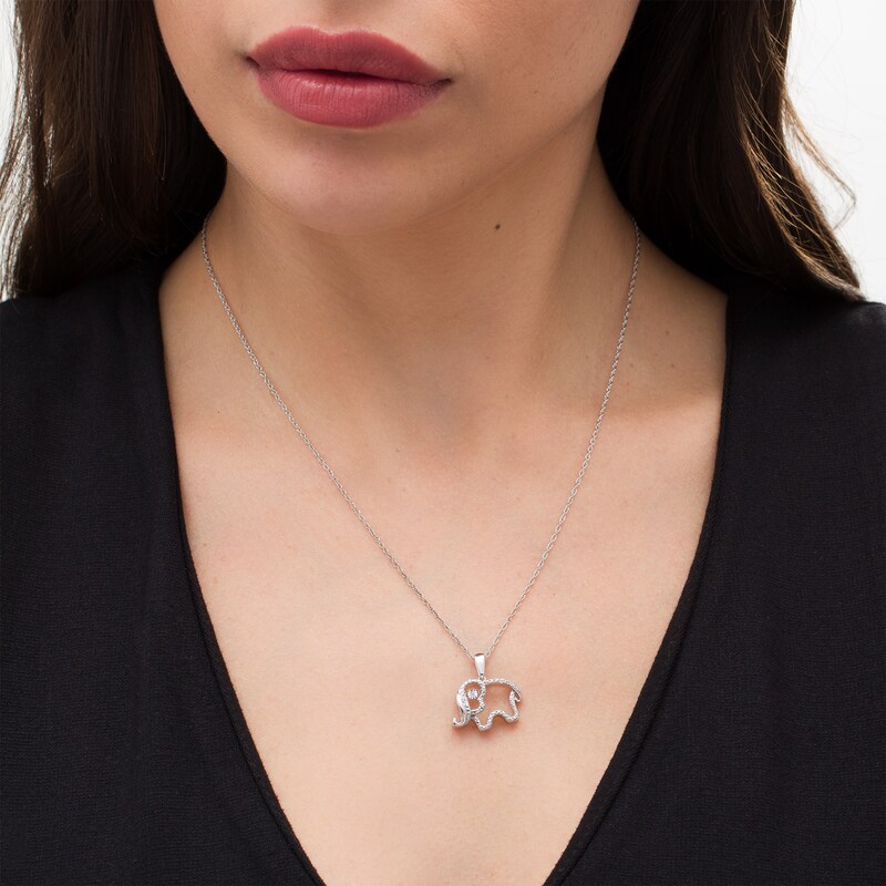 Main Image 2 of Diamond Accent Elephant Pendant in Sterling Silver