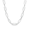 Thumbnail Image 0 of 3/8 CT. T.W. Diamond Paper Clip Link Necklace in Sterling Silver