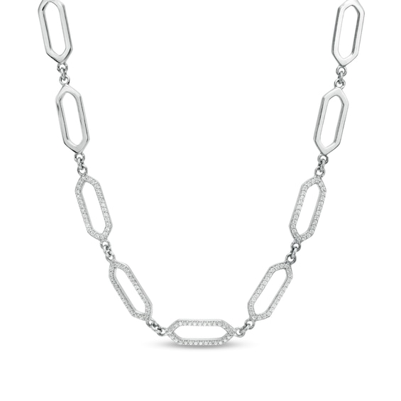 3/8 CT. T.w. Diamond Paper Clip Link Necklace in Sterling Silver