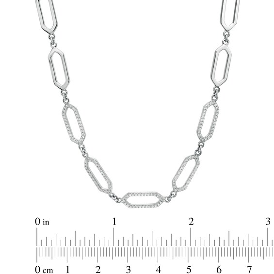 3/8 CT. T.w. Diamond Paper Clip Link Necklace in Sterling Silver