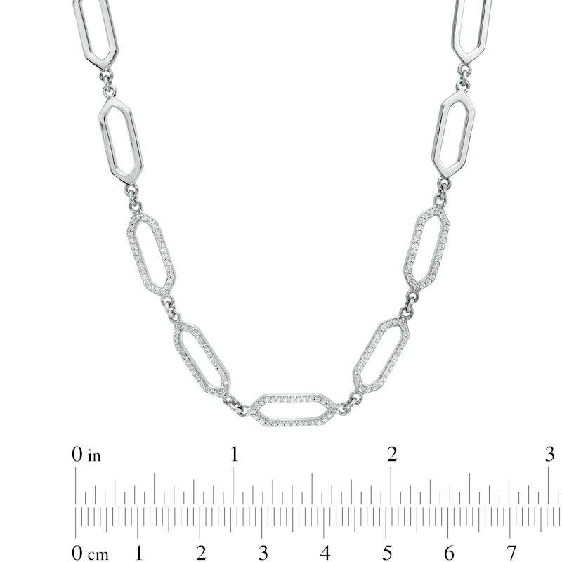 3/8 CT. T.W. Diamond Paper Clip Link Necklace in Sterling Silver