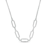 Thumbnail Image 0 of 3/8 CT. T.W. Diamond Paper Clip Link Necklace in Sterling Silver