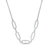 Thumbnail Image 1 of 3/8 CT. T.W. Diamond Paper Clip Link Necklace in Sterling Silver