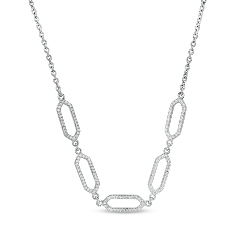 3/8 CT. T.W. Diamond Paper Clip Link Necklace in Sterling Silver