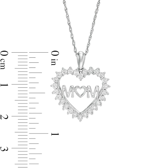 1/15 CT. T.w. Diamond Mom Shadow Heart Pendant in Sterling Silver