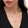 Thumbnail Image 1 of 1/15 CT. T.W. Diamond Cross with Ribbon Heart Overlay Pendant in Sterling Silver and 10K Rose Gold