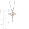 Thumbnail Image 2 of 1/15 CT. T.W. Diamond Cross with Ribbon Heart Overlay Pendant in Sterling Silver and 10K Rose Gold