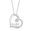 Thumbnail Image 1 of 1/6 CT. T.W. Baguette and Round Diamond "MOM" Tilted Heart Pendant in Sterling Silver