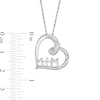 Thumbnail Image 3 of 1/6 CT. T.W. Baguette and Round Diamond "MOM" Tilted Heart Pendant in Sterling Silver