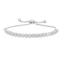 1/10 CT. T.W. Diamond Vintage-Style Bolo Bracelet in Sterling Silver - 9.5"