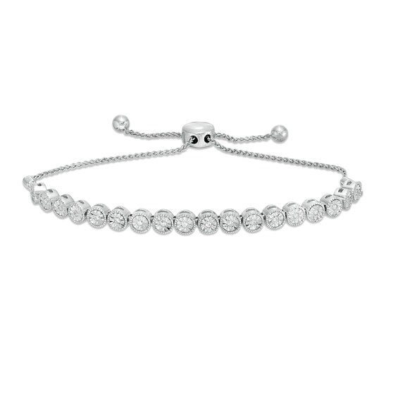 1/10 CT. T.w. Diamond Vintage-Style Bolo Bracelet in Sterling Silver - 9.5"