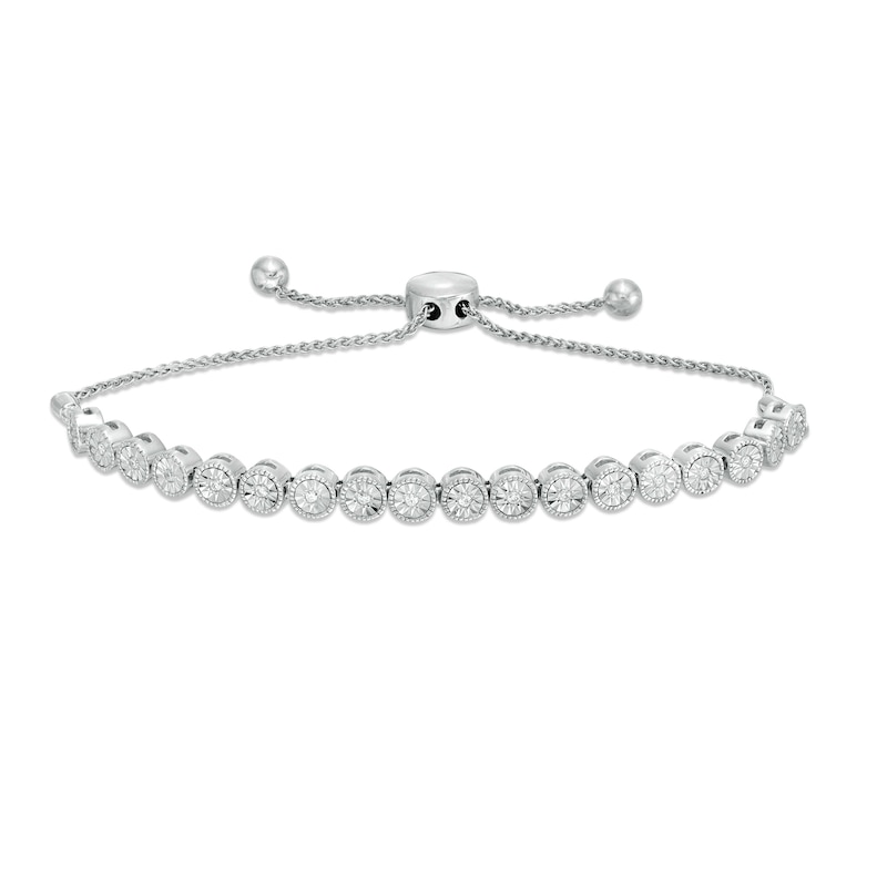 Main Image 1 of 1/10 CT. T.W. Diamond Vintage-Style Bolo Bracelet in Sterling Silver - 9.5"