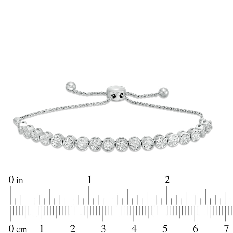 1/10 CT. T.W. Diamond Vintage-Style Bolo Bracelet in Sterling Silver - 9.5"