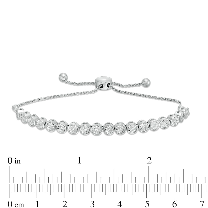 Main Image 3 of 1/10 CT. T.W. Diamond Vintage-Style Bolo Bracelet in Sterling Silver - 9.5"