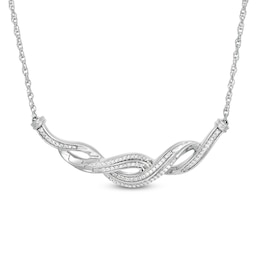 1/5 CT. T.W. Diamond Layered Braid Necklace in Sterling Silver
