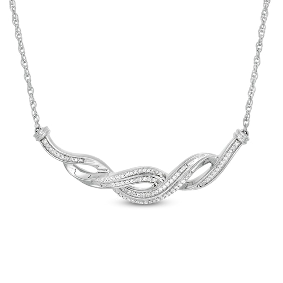 1/5 CT. T.w. Diamond Layered Braid Necklace in Sterling Silver