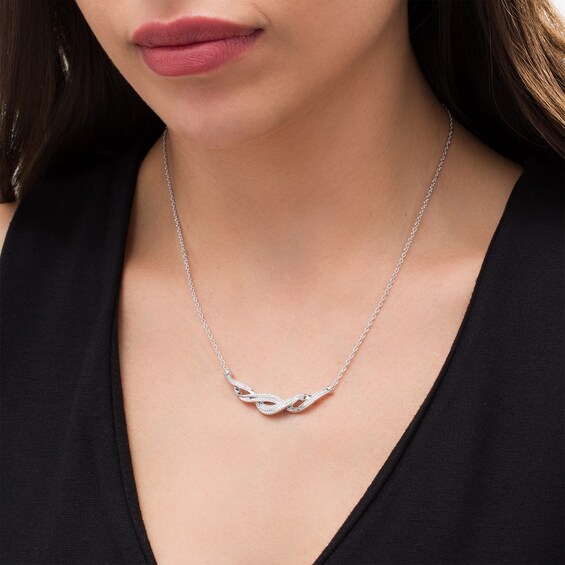 1/5 CT. T.w. Diamond Layered Braid Necklace in Sterling Silver