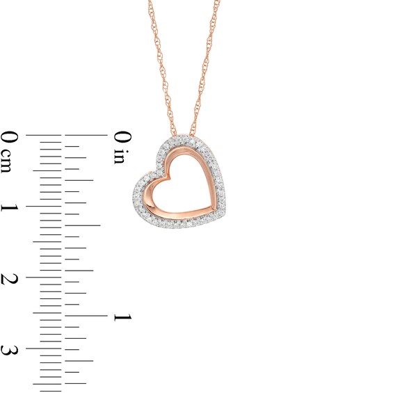 1/8 CT. T.W. Diamond Edge Tilted Heart Pendant in 10K Rose Gold 1/8 CT. T.W. Diamond Edge Tilted Heart Pendant in 10K Rose Gold