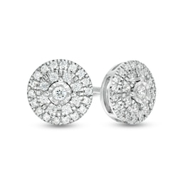 1/4 CT. T.W. Multi-Diamond Frame Stud Earrings in Sterling Silver