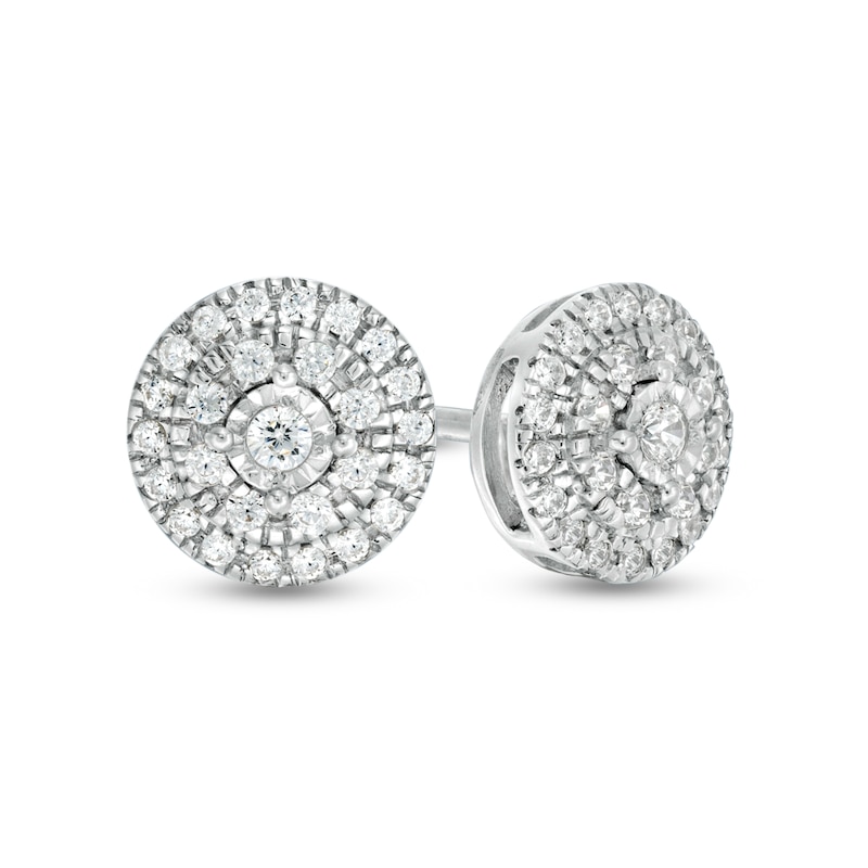 Main Image 1 of 1/4 CT. T.W. Multi-Diamond Frame Stud Earrings in Sterling Silver