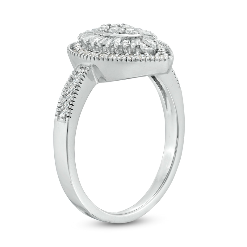 Main Image 3 of 3/8 CT. T.W. Composite Teardrop Diamond Frame Vintage-Style Ring in Sterling Silver