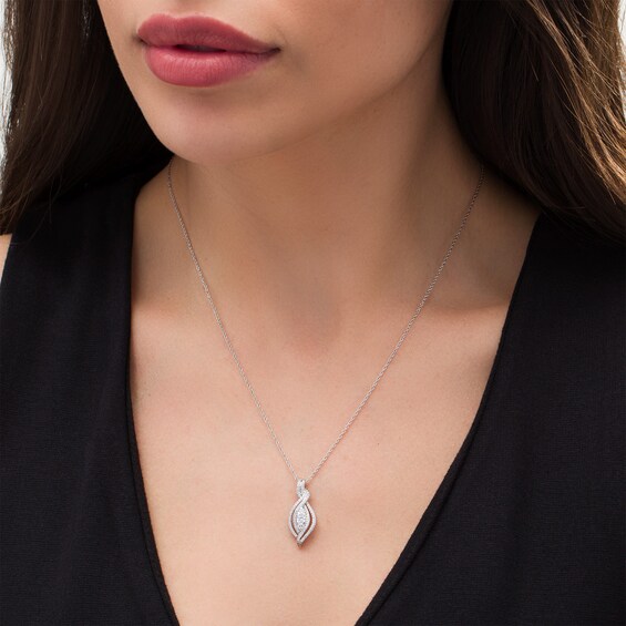 1/2 CT. T.W. Diamond Three Stone Open Flame Pendant in Sterling Silver 1/2 CT. T.W. Diamond Three Stone Open Flame Pendant in Sterling Silver