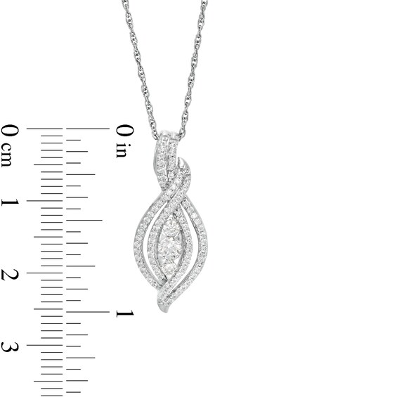 1/2 CT. T.W. Diamond Three Stone Open Flame Pendant in Sterling Silver 1/2 CT. T.W. Diamond Three Stone Open Flame Pendant in Sterling Silver
